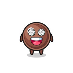 cute tapioca pearl character with hypnotized eyes
