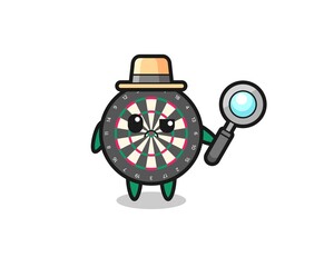 the mascot of cute dart board as a detective