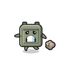 illustration of the school bag running in fear