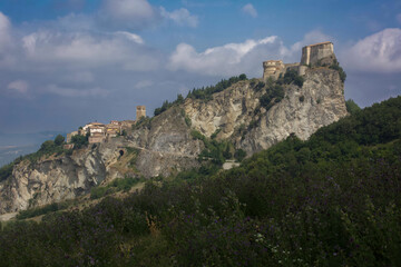 Fototapeta na wymiar San Leo, Emilia-Romagna, castle and town on a mountain