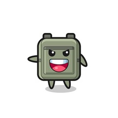 school bag cartoon with very excited pose