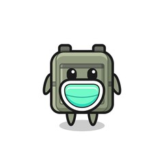 cute school bag cartoon wearing a mask