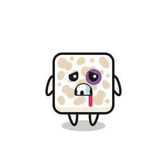 injured tempeh character with a bruised face