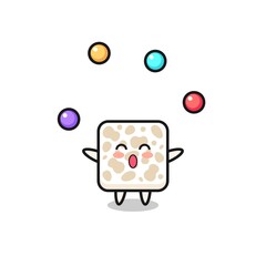 the tempeh circus cartoon juggling a ball