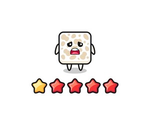 Fototapeta premium the illustration of customer bad rating, tempeh cute character with 1 star