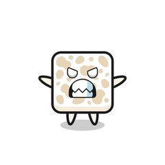 wrathful expression of the tempeh mascot character