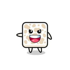 tempeh cartoon with very excited pose