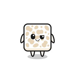 tempeh cartoon with an arrogant expression