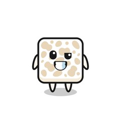 cute tempeh mascot with an optimistic face