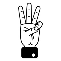 Isolated hand cartoon outline icon doing a gesture Vector illustration