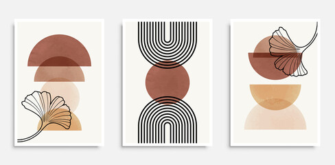 Botanical wall art. Plants with abstract shapes. Design for poster, wall art, home interior, cover. Vector illustration © Tymofii