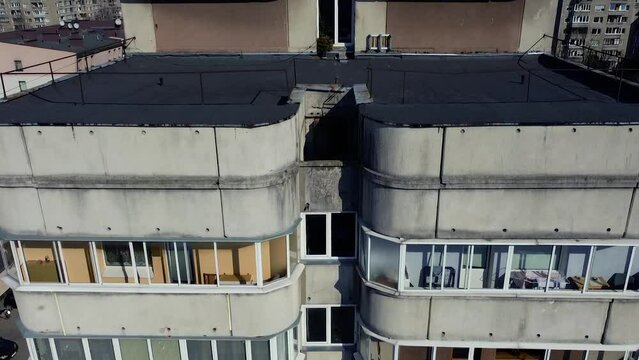 Soviet architecture building from all three angles in Vilnius