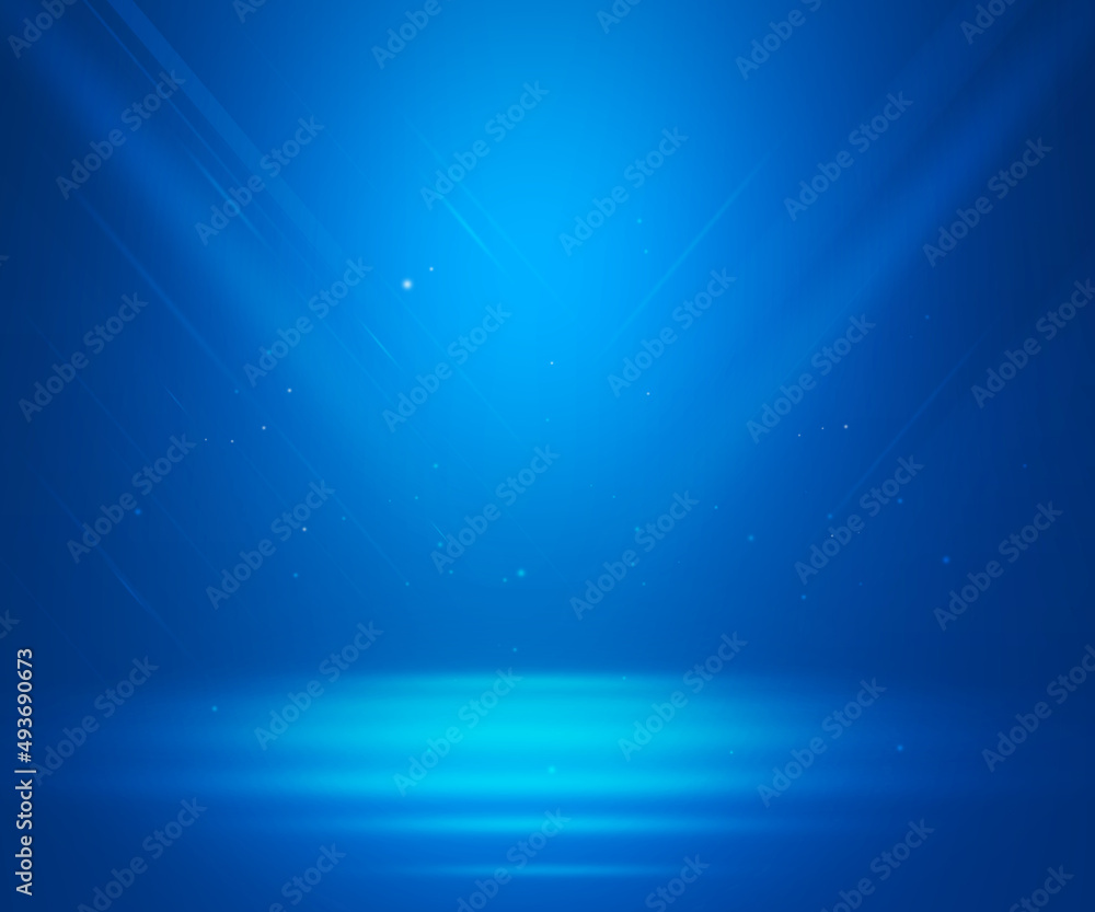 Wall mural blue gradient abstract background of empty blue room in 3d background with spotlight on stage.