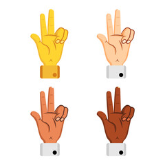 Set of different hand icons doing gestures Vector illustration