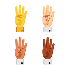 Obraz premium Set of different hand icons doing gestures Vector illustration