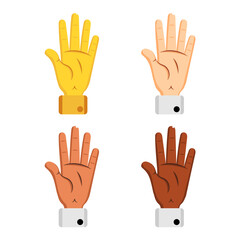 Set of different hand icons doing gestures Vector illustration