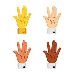Set of different hand icons doing gestures Vector illustration