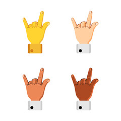 Set of different hand icons doing gestures Vector illustration