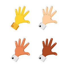 Set of different hand icons doing gestures Vector illustration