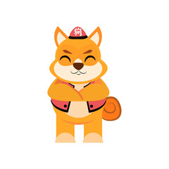 Isolated cute dog with traditional chinese clothes Zodiac sign Vector illustration