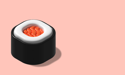 3d render illustration roll sushi isolated. 3d illustration japanese sushi object