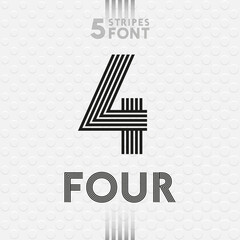 Five Stripes Font Series - Four Number and Retro Pop Style Caps Lettering on White Drops Background - Typography Graphic Design