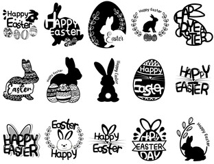Happy Easter with easter element , egg, rabbit for gifts