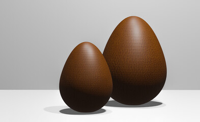 chocolate egg on white background 3d