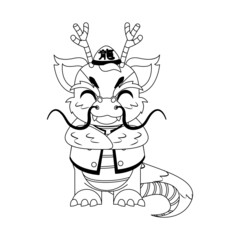 Isolated cute dragon with traditional chinese clothes Zodiac sign Vector illustration