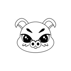 Isolated cute pig avatar Zodiac sign Vector illustration