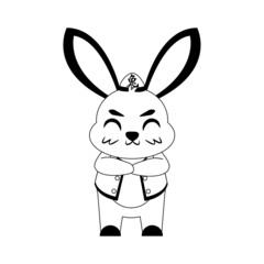 Fototapeta na wymiar Isolated cute rabbit with traditional chinese clothes Zodiac sign Vector illustration