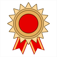 gold reward medal emblem cartoon isolated white background