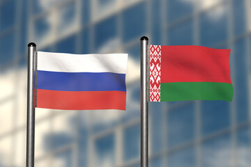 3d redering of an flag of Russia and Belarus