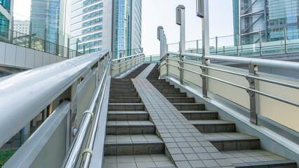 Stairs and railings on pedestrian bridges in the city_20