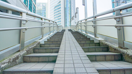 Stairs and railings on pedestrian bridges in the city_24