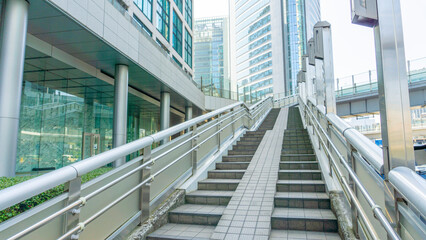 Stairs and railings on pedestrian bridges in the city_25
