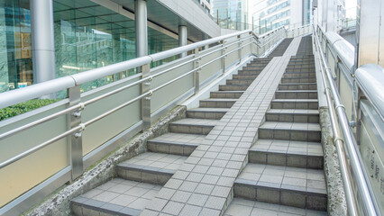 Stairs and railings on pedestrian bridges in the city_26