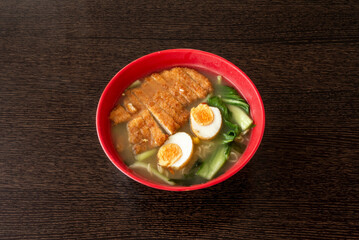 chicken ramen. A dish based on Japanese noodles, soy sauce and meat. Travel to Japan with your palate!