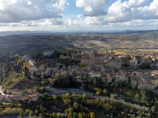 Fototapeta na wymiar Aerial view on old town Montepulciano, Tuscany, Italy