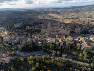 Obraz premium Aerial view on old town Montepulciano, Tuscany, Italy