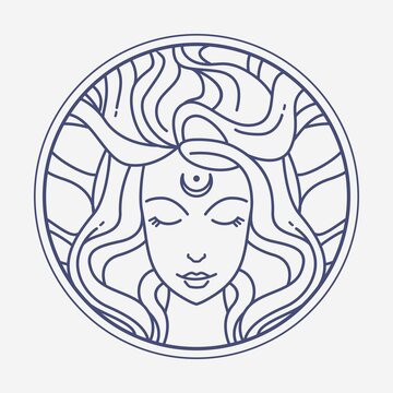 Beauty goddess icon with simple and elegant style