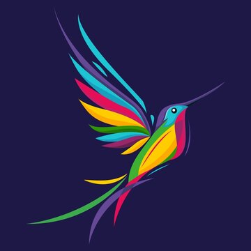 Hummingbird vector image in colorful and very elegant style