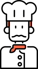 Chef with mustache duo tone line icon