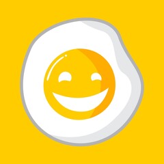 Scrambled egg vector icon with smiley emoticon