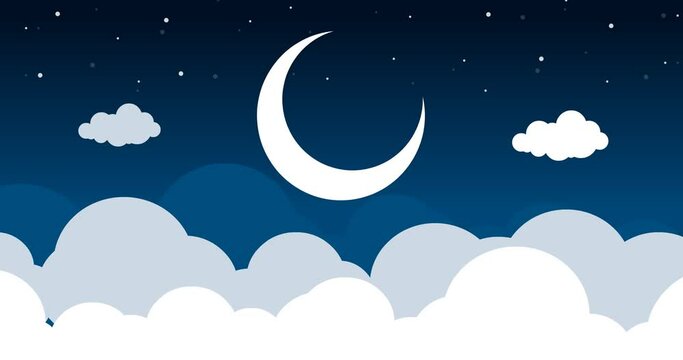 animated video background moon stars and clouds in the sky