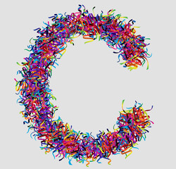 Font letter C vector design  made of yarn. font for your unique decoration, concept idea. smooth gradient color. Unique elements for your best design ; logo, font, corporate identity, application