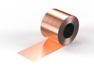 roll of copper sheet or heap of copper tape - obrazy, fototapety, plakaty