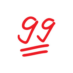 Ninety nine logo icon design, 99 points illustration, good exam score