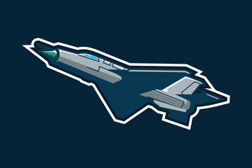 Russian cold war supersonic jet fighter and interceptor aircraft icon vector illustration. simple military aircraft icon