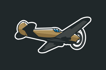 American world war II long-range, single-seat fighter and fighter-bomber aircraft vector illustration